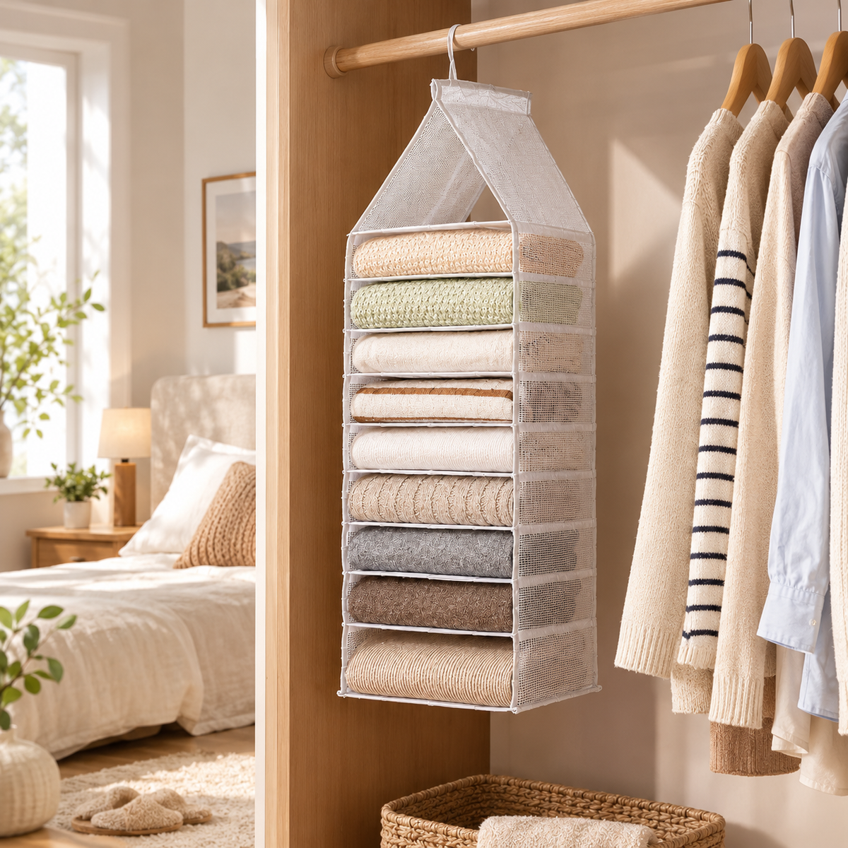 Gray-Trim Hanging Storage Organizer