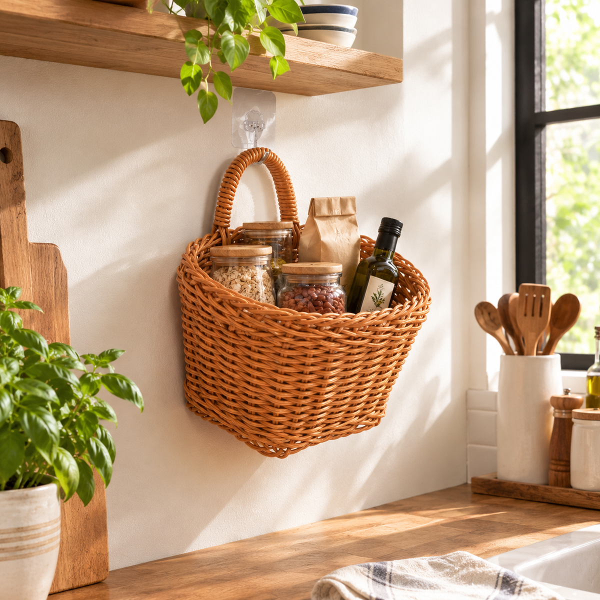 Large Blue Handwoven Storage Basket